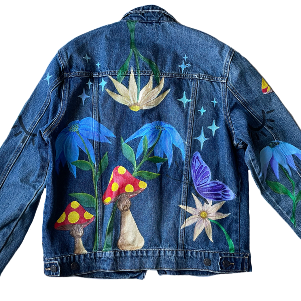 The Meadow Painted Denim Jacket M L